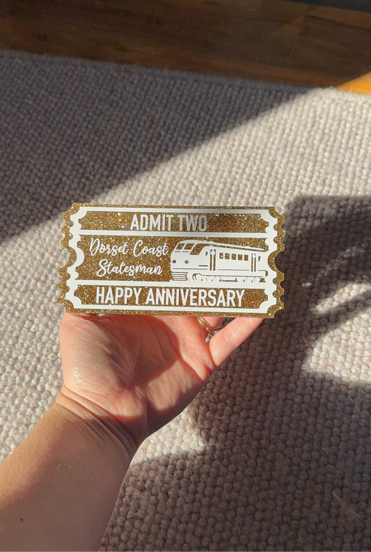 Acrylic glitter ticket