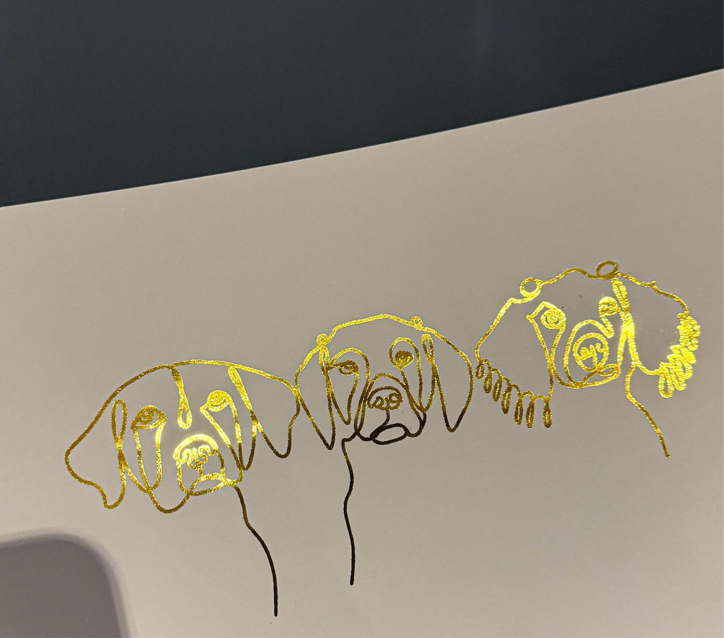 Gold Foiled Pet Line Drawing