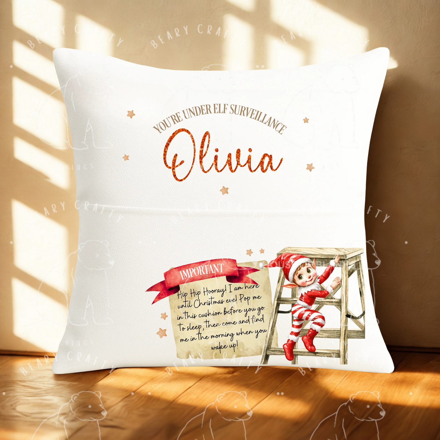 Personalised Elf Cushion Cover