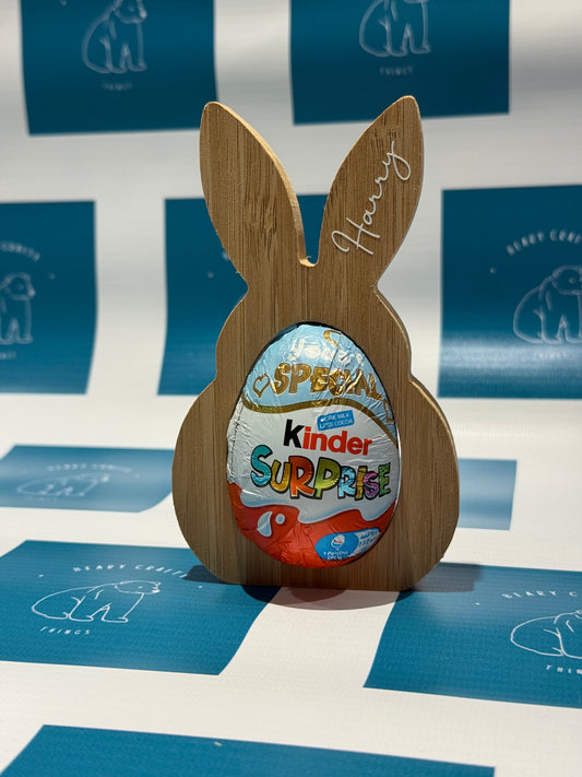 Personalised Wooden Bunny Egg Holder – Crème Egg or Kinder Egg Size