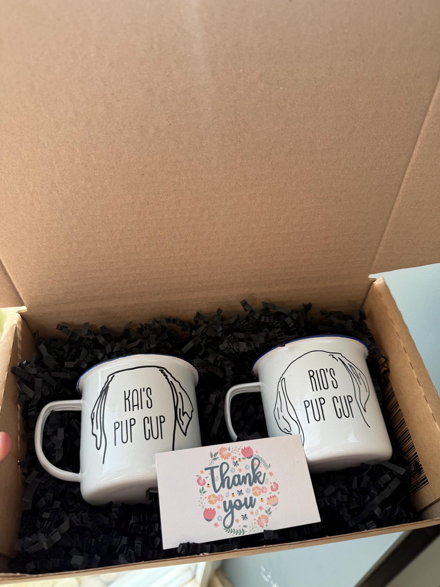 Personalised puppuccino enamel cup