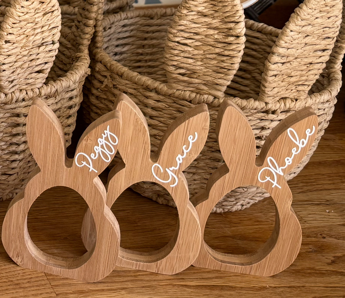 Personalised Wooden Bunny Egg Holder – Crème Egg or Kinder Egg Size