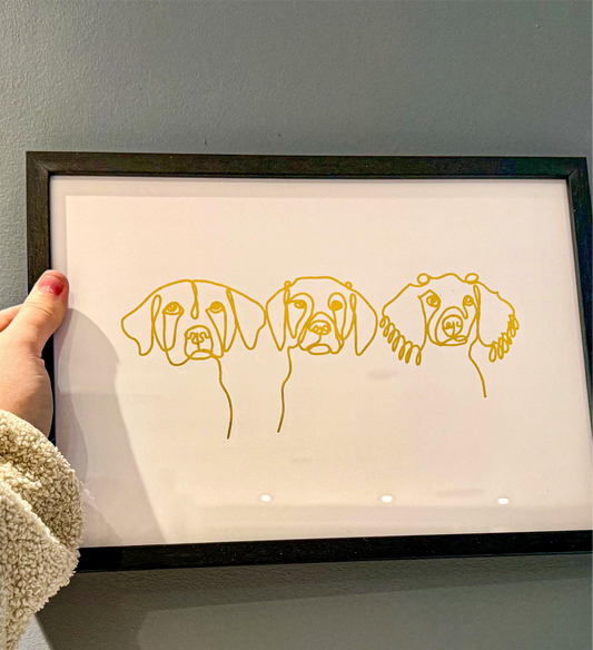 Gold Foiled Pet Line Drawing