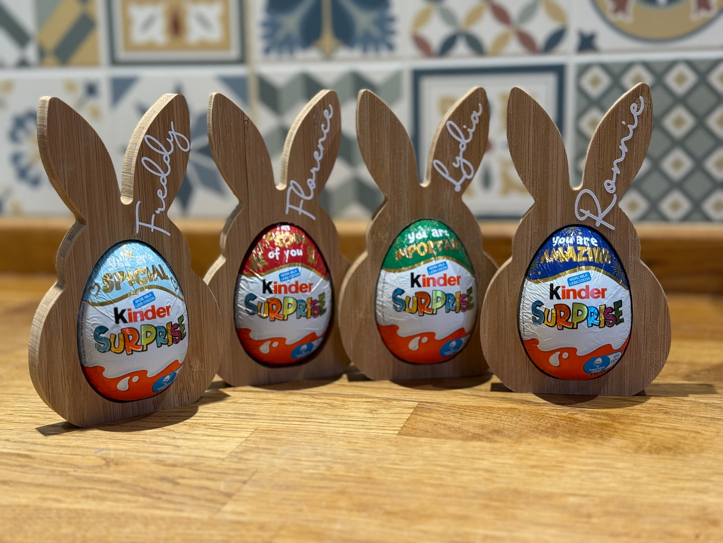 Personalised Wooden Bunny Egg Holder – Crème Egg or Kinder Egg Size