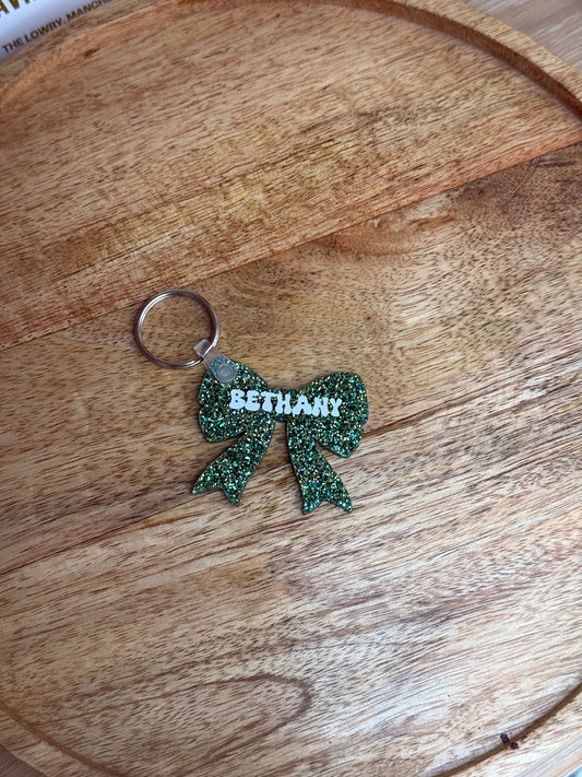 Glitter bow keyring