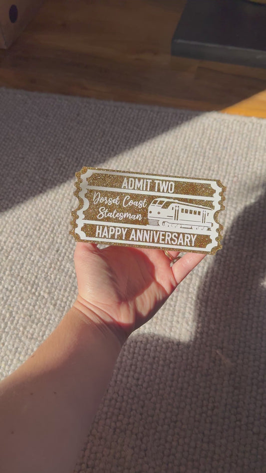 Acrylic glitter ticket